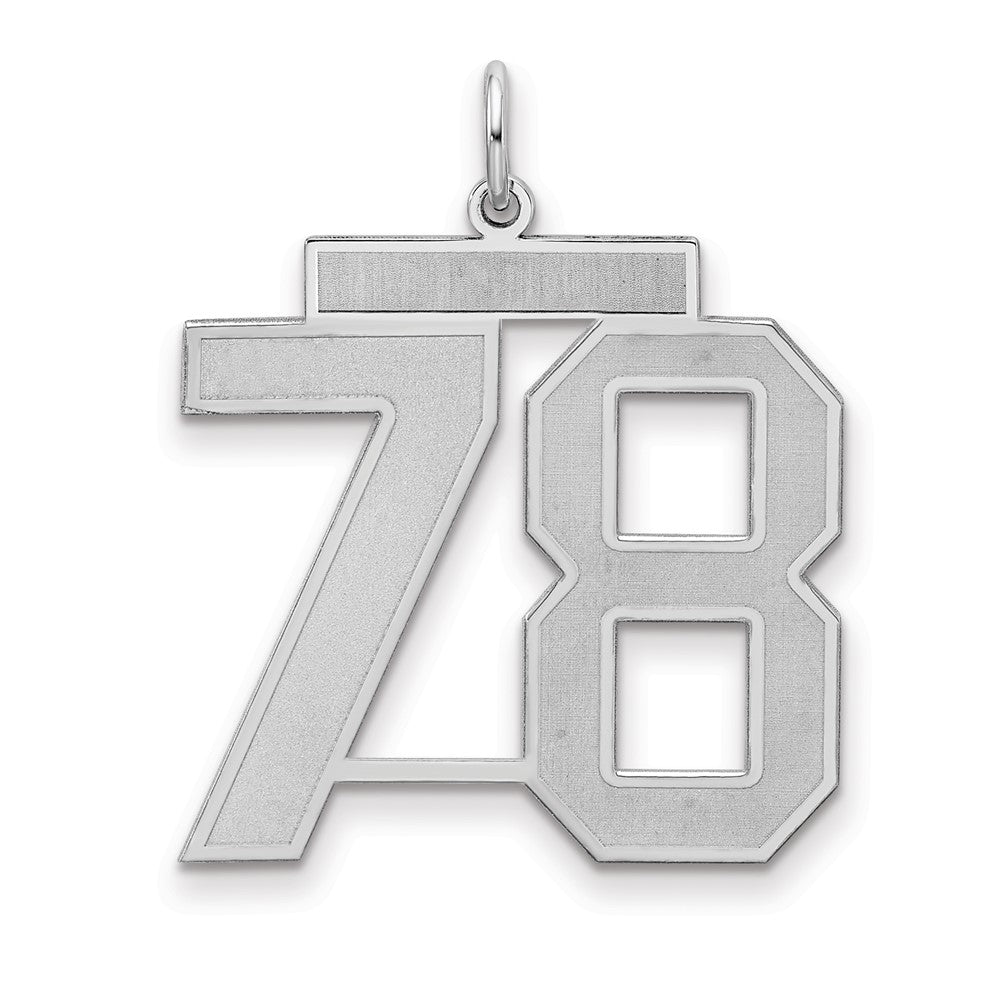 Sterling Silver/Rhodium-plated Satin Number 78 Charm - 4