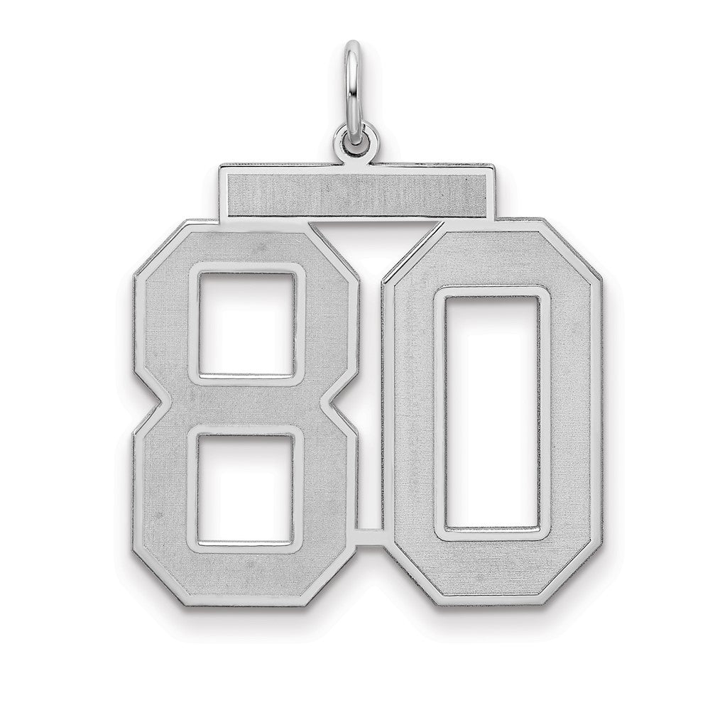 Sterling Silver/Rhodium-plated Satin Number 80 Charm - 4