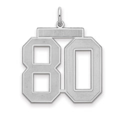 Sterling Silver/Rhodium-plated Satin Number 80 Charm - 4