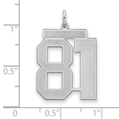 Sterling Silver/Rhodium-plated Satin Number 81 Charm - 4