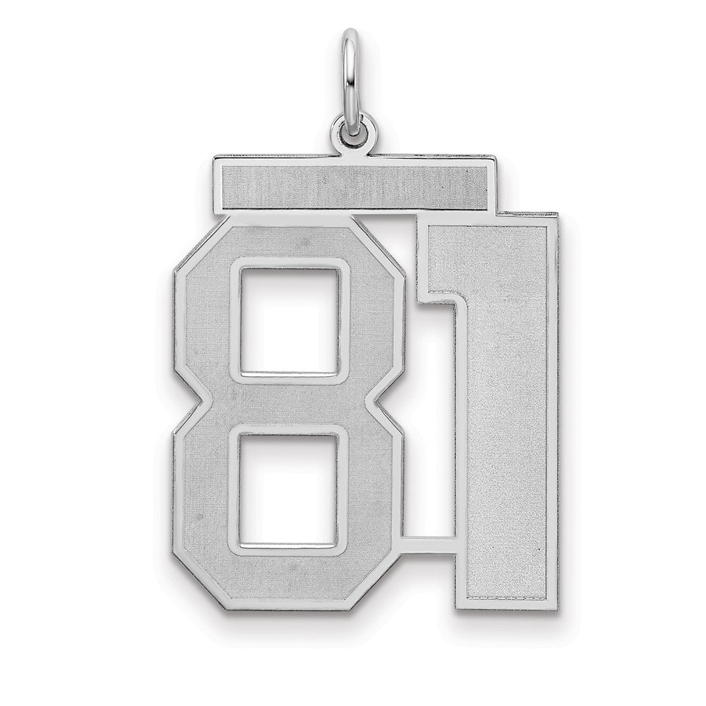 Sterling Silver/Rhodium-plated Satin Number 81 Charm - 4