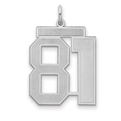 Sterling Silver/Rhodium-plated Satin Number 81 Charm - 4