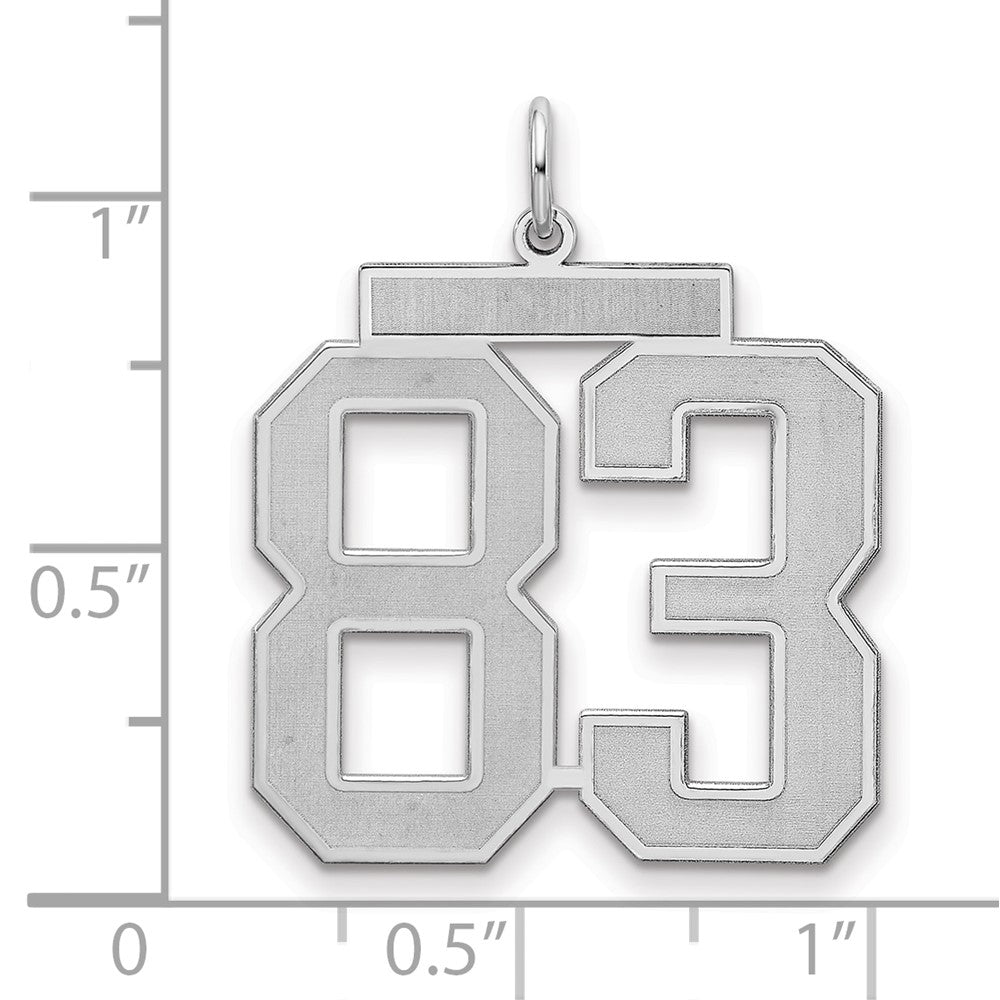 Sterling Silver/Rhodium-plated Satin Number 83 Charm - 4