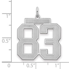 Sterling Silver/Rhodium-plated Satin Number 83 Charm - 4