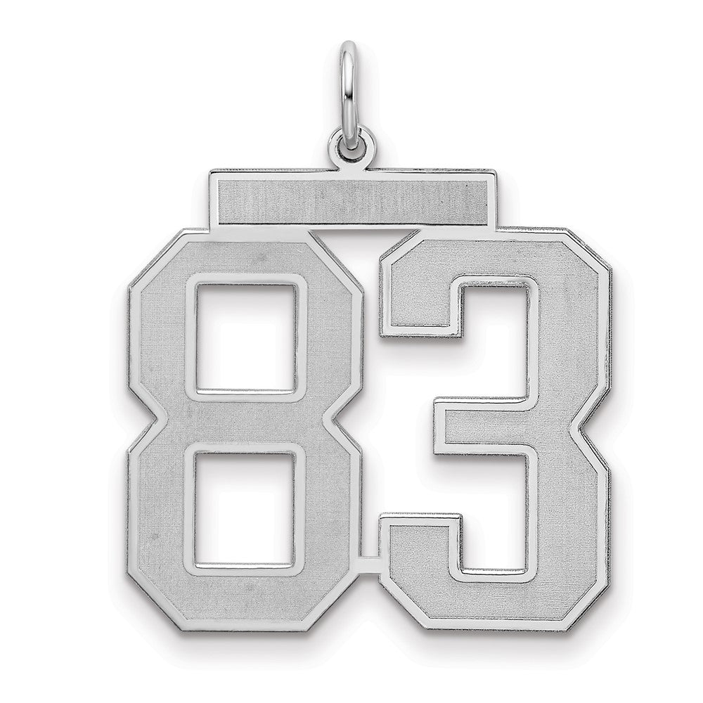 Sterling Silver/Rhodium-plated Satin Number 83 Charm - 4