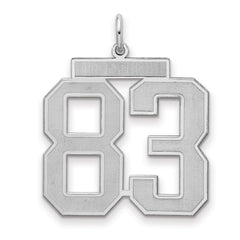 Sterling Silver/Rhodium-plated Satin Number 83 Charm - 4