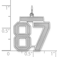 Sterling Silver/Rhodium-plated Satin Number 87 Charm - 4