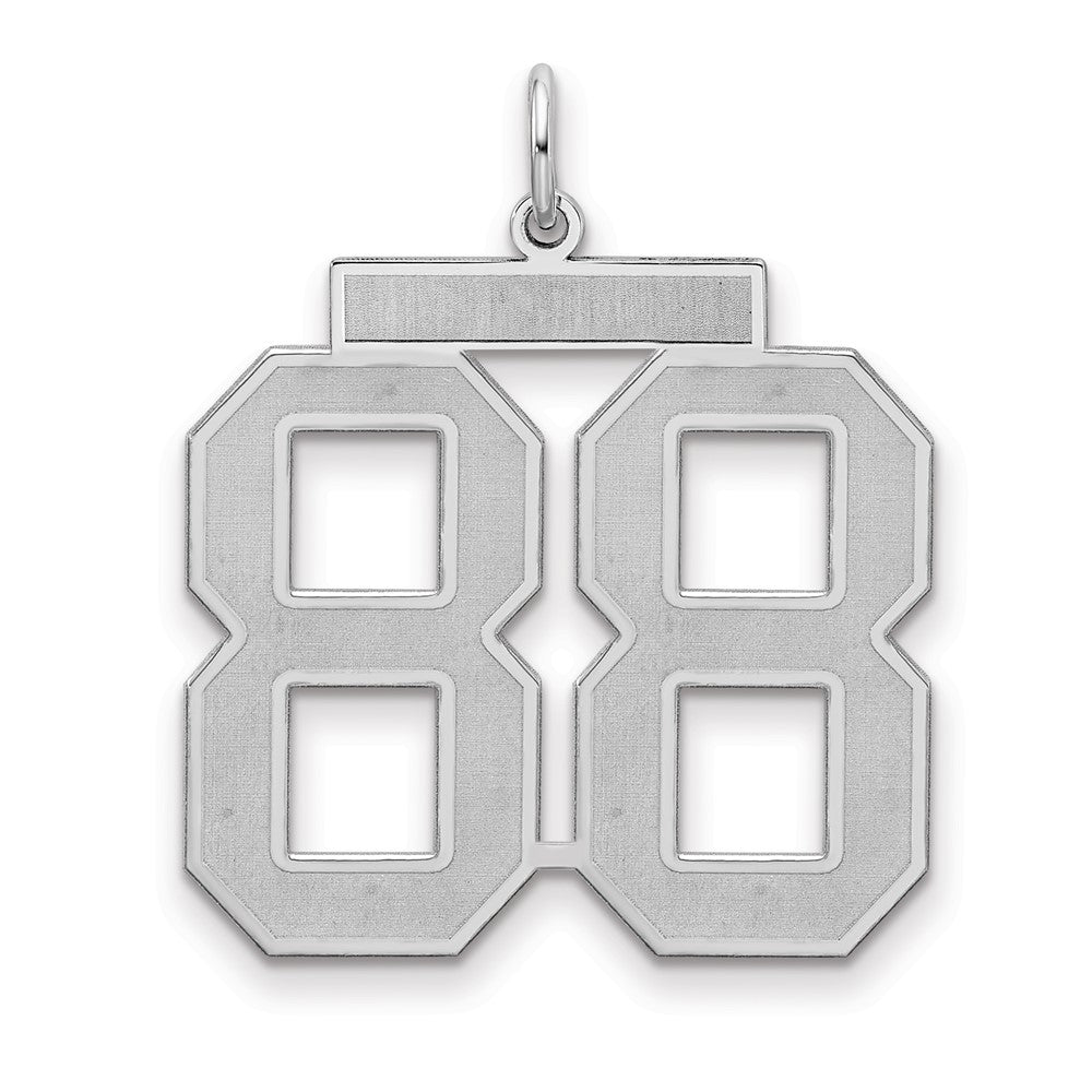Sterling Silver/Rhodium-plated Satin Number 88 Charm - 4