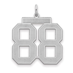 Sterling Silver/Rhodium-plated Satin Number 88 Charm - 4