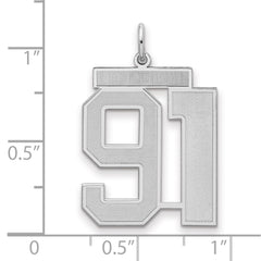 Sterling Silver/Rhodium-plated Satin Number 91 Charm - 4