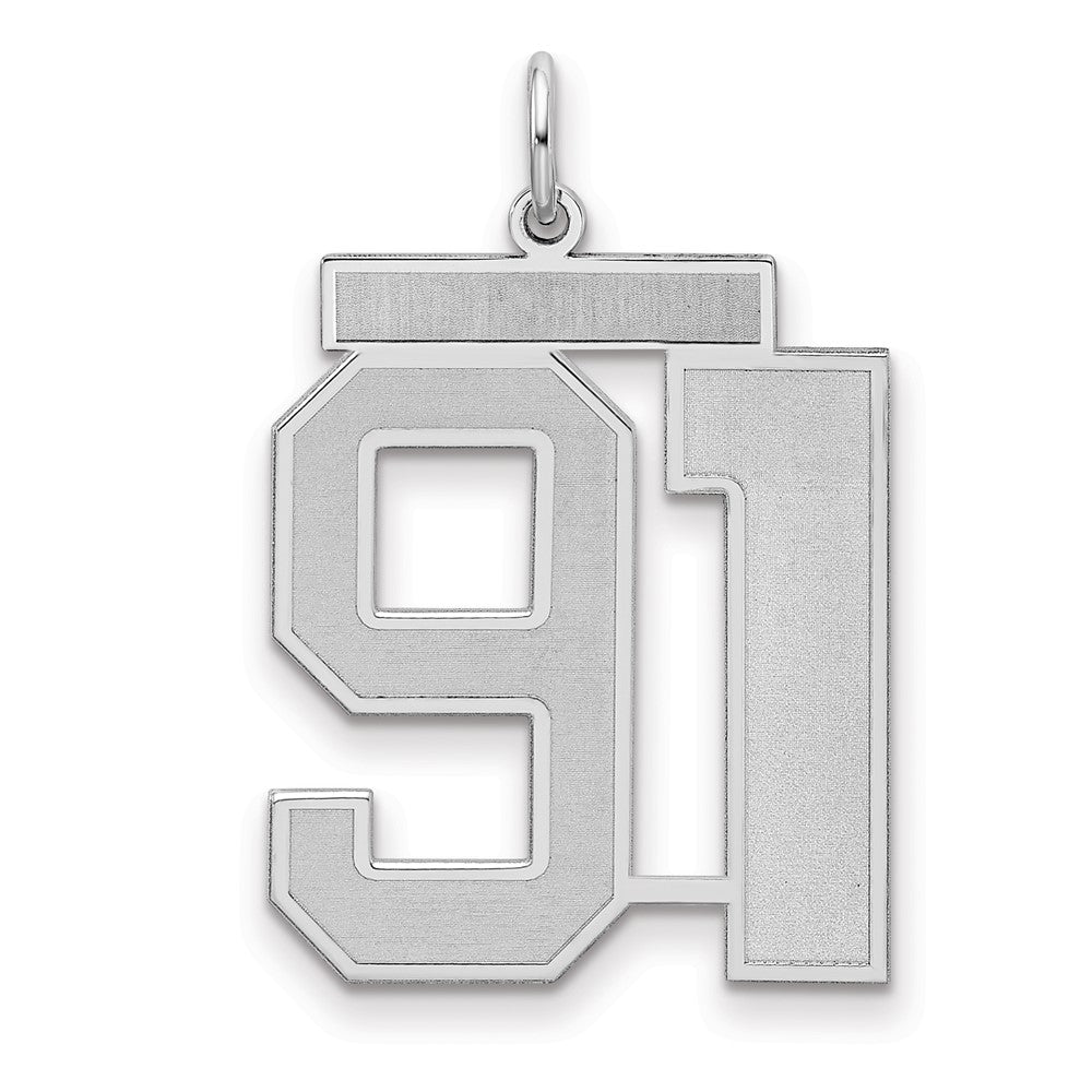 Sterling Silver/Rhodium-plated Satin Number 91 Charm - 4