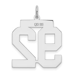 Sterling Silver/Rhodium-plated Satin Number 92 Charm - 4