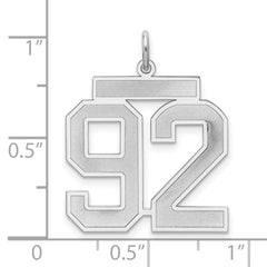 Sterling Silver/Rhodium-plated Satin Number 92 Charm - 4