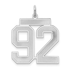 Sterling Silver/Rhodium-plated Satin Number 92 Charm - 4