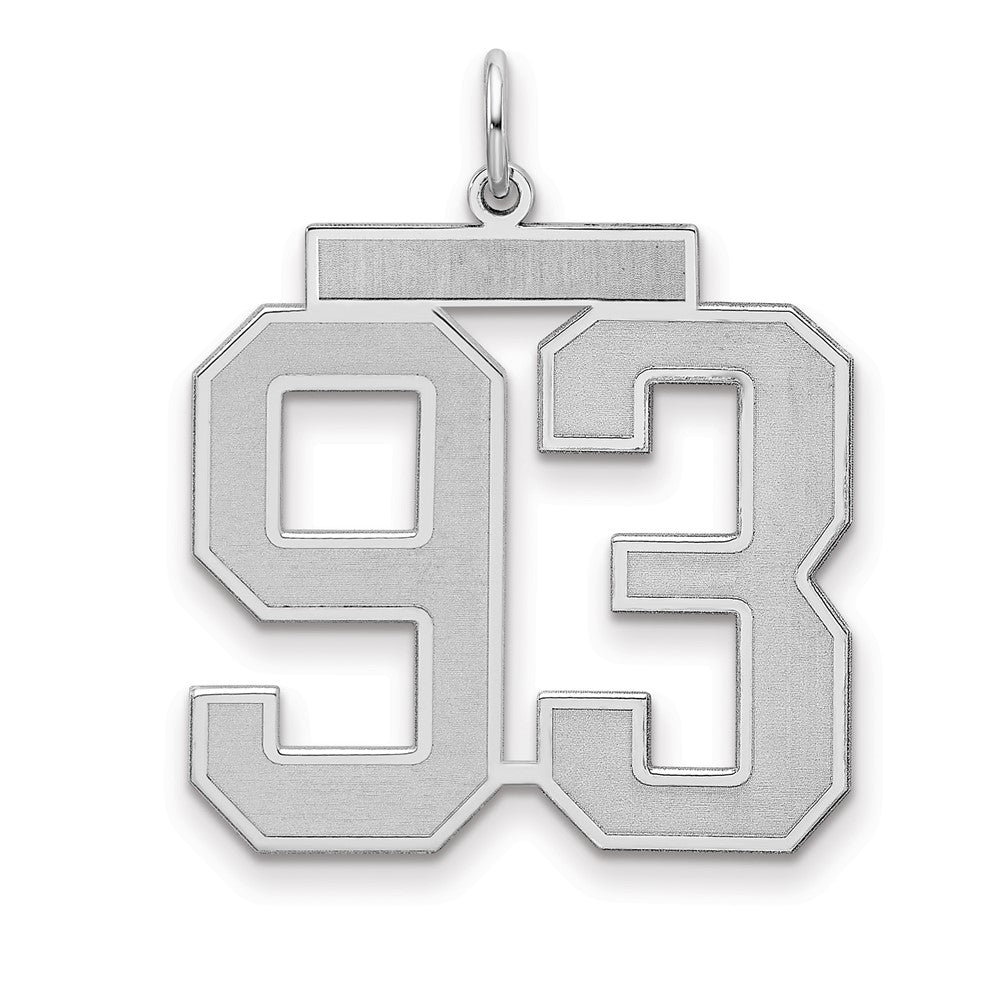 Sterling Silver/Rhodium-plated Satin Number 93 Charm - 4