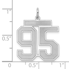 Sterling Silver/Rhodium-plated Satin Number 95 Charm - 3