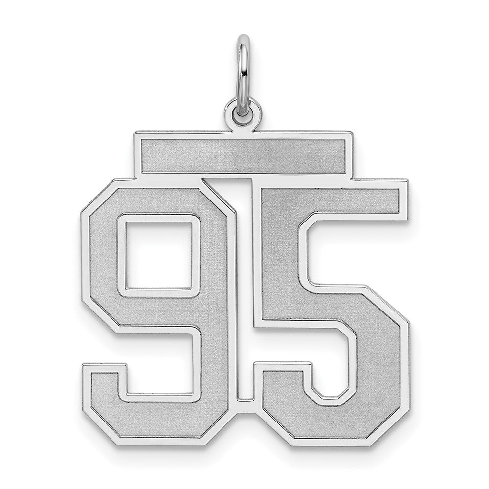 Sterling Silver/Rhodium-plated Satin Number 95 Charm - 3