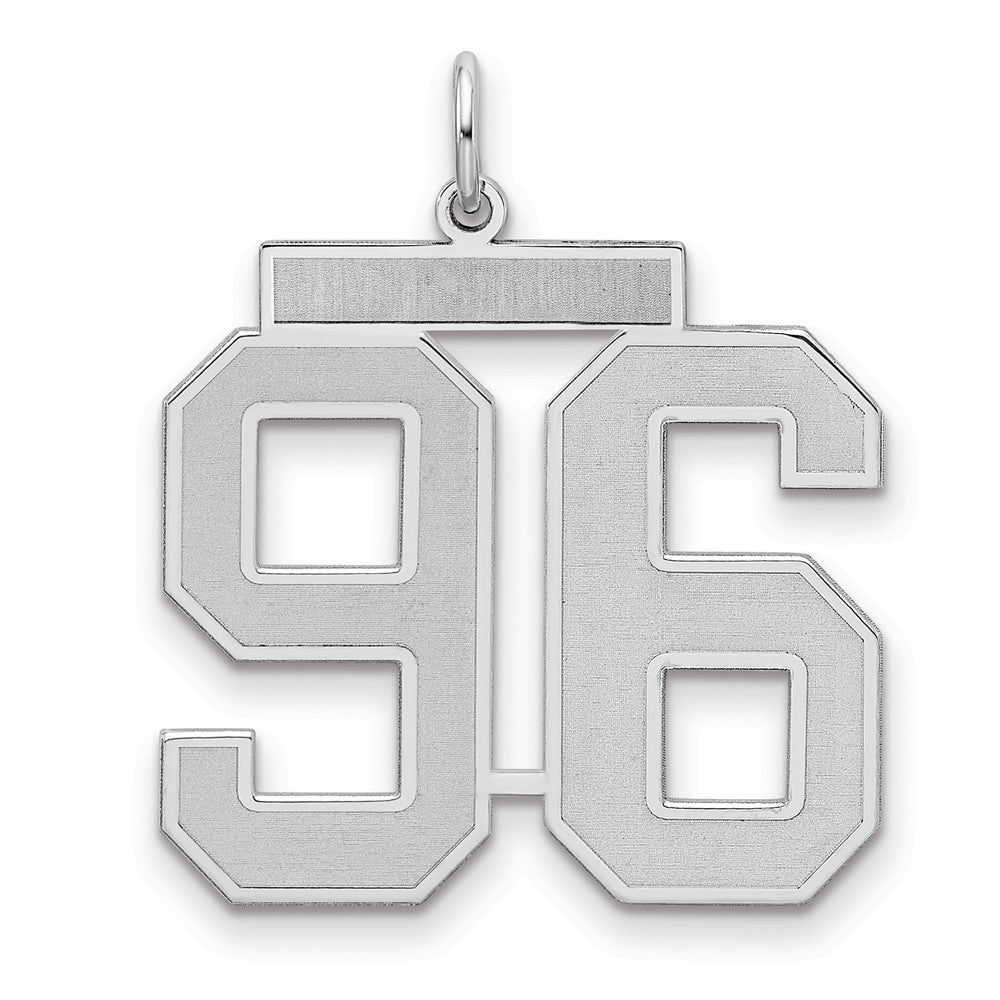 Sterling Silver/Rhodium-plated Satin Number 96 Charm - 4