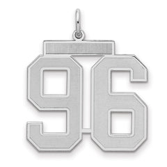 Sterling Silver/Rhodium-plated Satin Number 96 Charm - 4