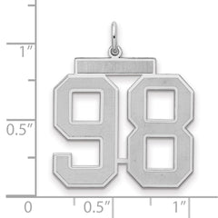 Sterling Silver/Rhodium-plated Satin Number 98 Charm - 4
