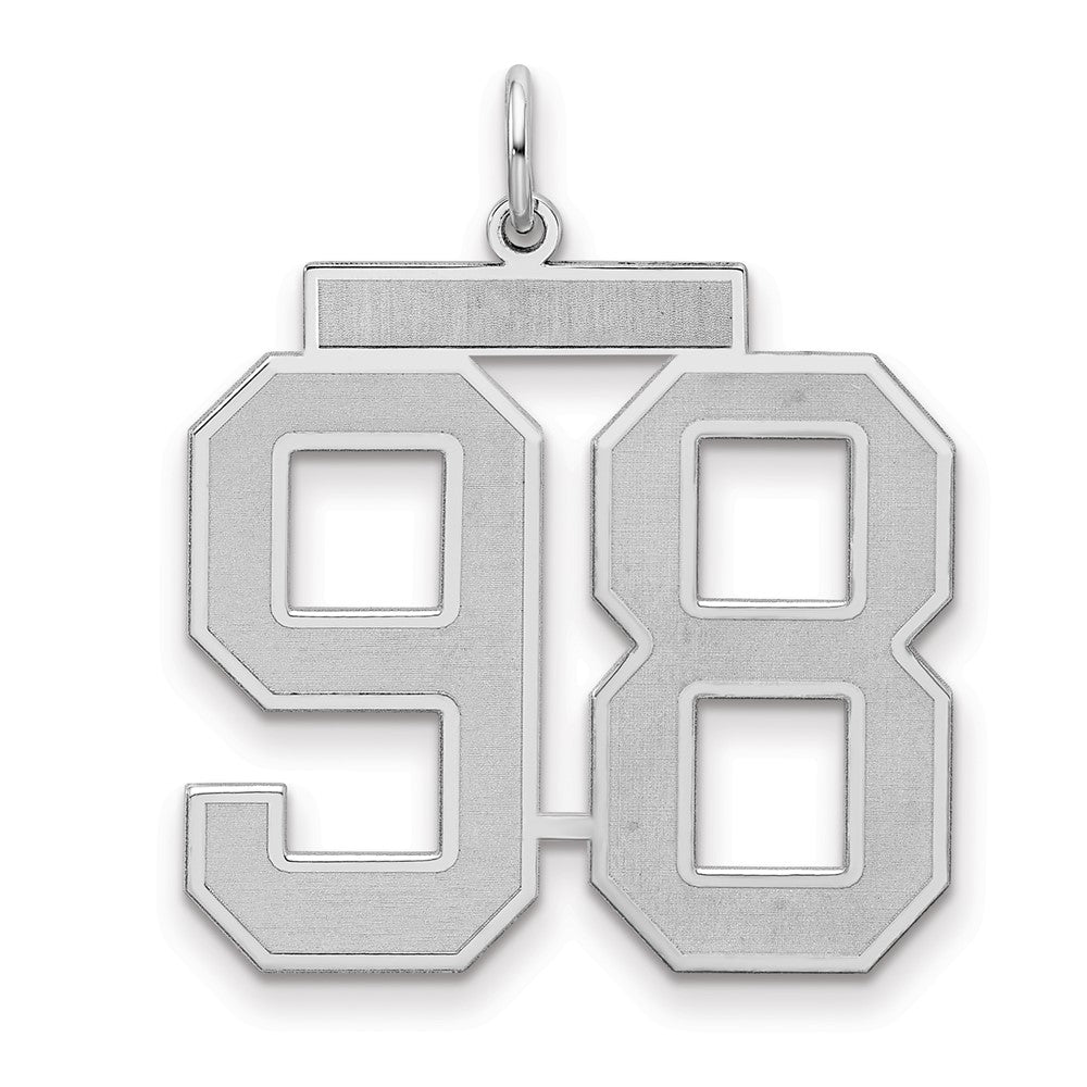Sterling Silver/Rhodium-plated Satin Number 98 Charm - 4