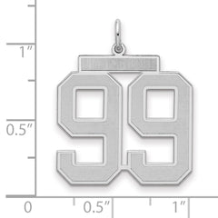 Sterling Silver/Rhodium-plated Satin Number 99 Charm - 4