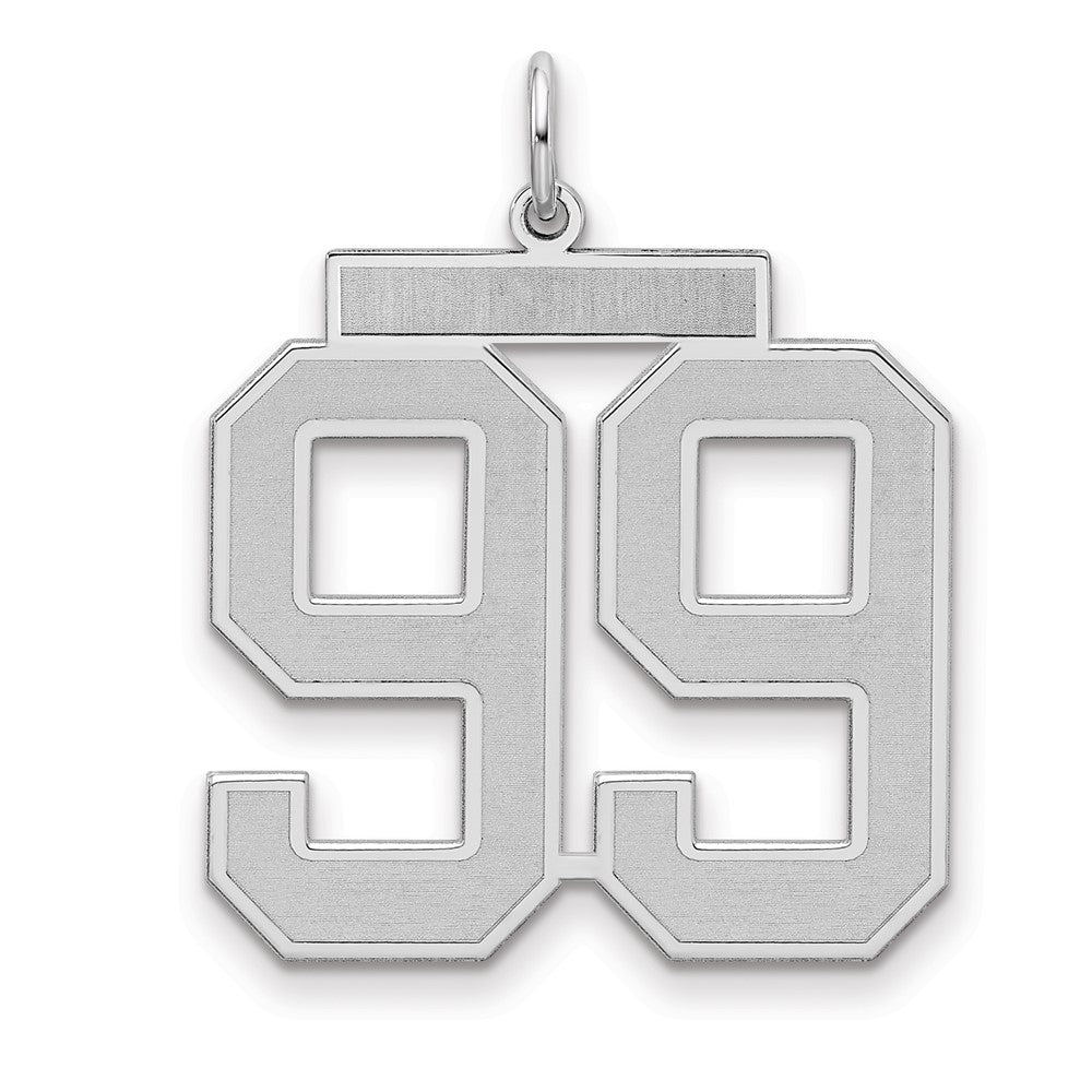 Sterling Silver/Rhodium-plated Satin Number 99 Charm - 4