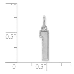 Sterling Silver/Rhodium-plated Satin Number 1 Charm - 3
