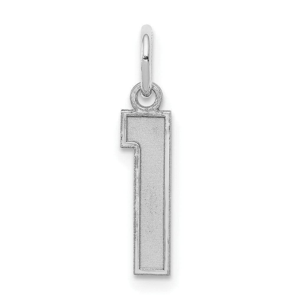 Sterling Silver/Rhodium-plated Satin Number 1 Charm - 3