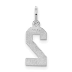 Sterling Silver/Rhodium-plated Satin Number 2 Charm - 3