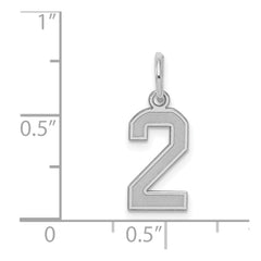 Sterling Silver/Rhodium-plated Satin Number 2 Charm - 3