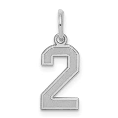 Sterling Silver/Rhodium-plated Satin Number 2 Charm - 3