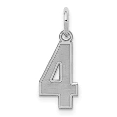 Sterling Silver/Rhodium-plated Satin Number 4 Charm - 3