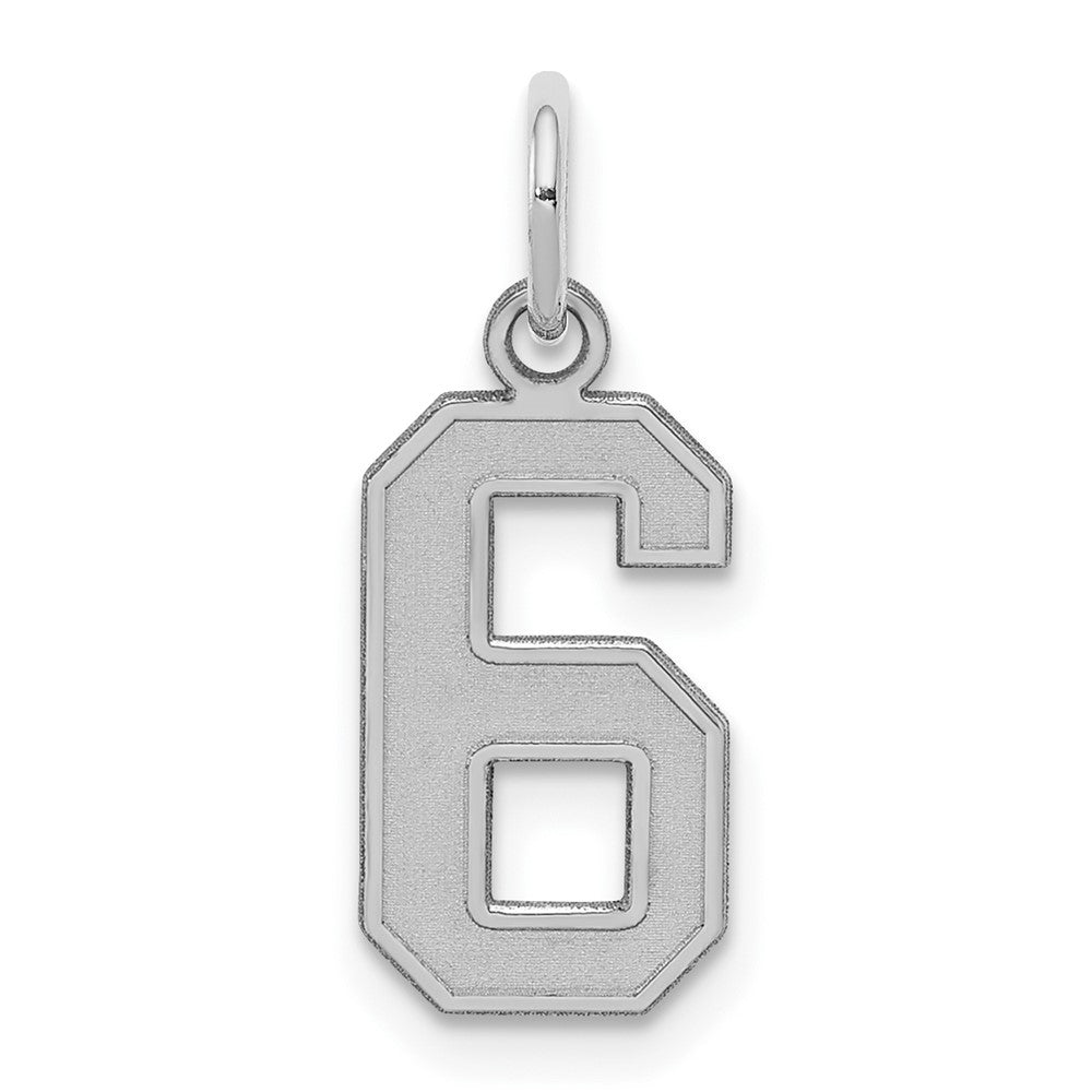 Sterling Silver/Rhodium-plated Satin Number 6 Charm - 3