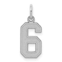 Sterling Silver/Rhodium-plated Satin Number 6 Charm - 3