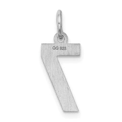Sterling Silver/Rhodium-plated Satin Number 7 Charm - 4