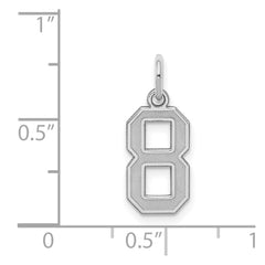 Sterling Silver/Rhodium-plated Satin Number 8 Charm - 4