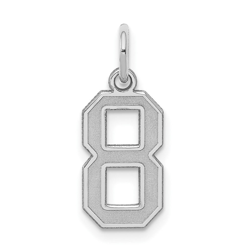 Sterling Silver/Rhodium-plated Satin Number 8 Charm - 4