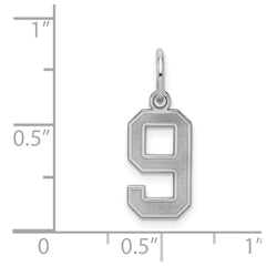 Sterling Silver/Rhodium-plated Satin Number 9 Charm - 4