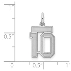 Sterling Silver/Rhodium-plated Satin Number 10 Charm - 4