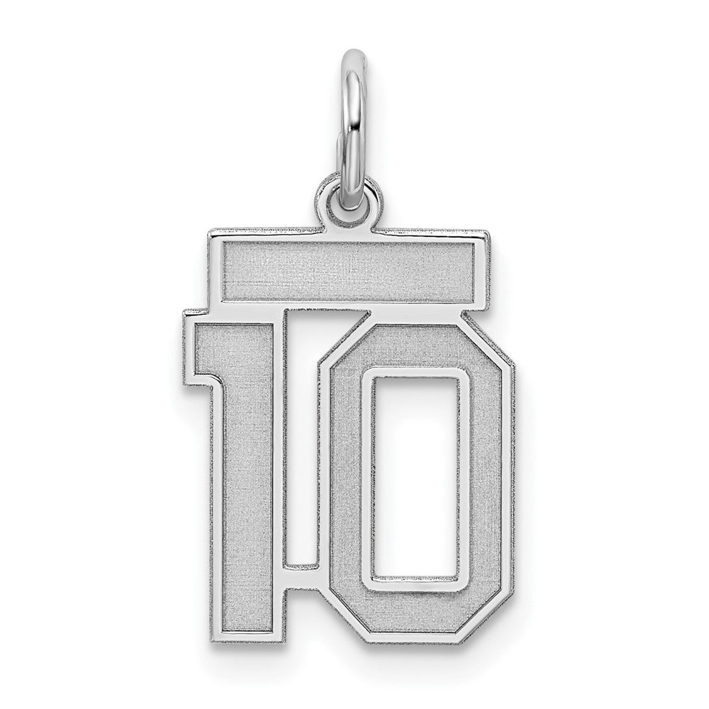 Sterling Silver/Rhodium-plated Satin Number 10 Charm - 4