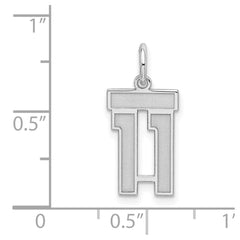 Sterling Silver/Rhodium-plated Satin Number 11 Charm - 2