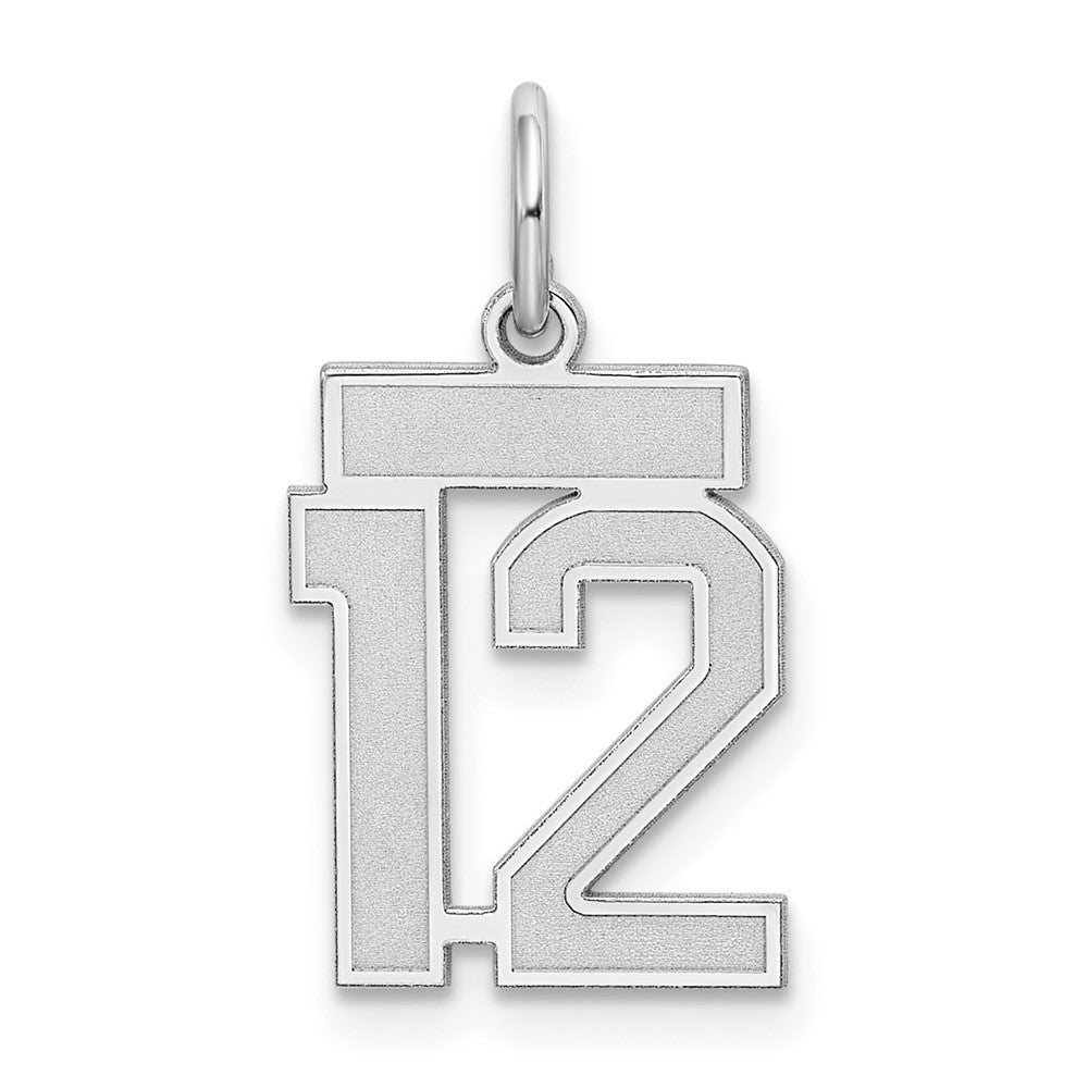 Sterling Silver/Rhodium-plated Satin Number 12 Charm - 4