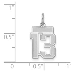Sterling Silver/Rhodium-plated Satin Number 13 Charm - 4