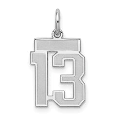 Sterling Silver/Rhodium-plated Satin Number 13 Charm - 4