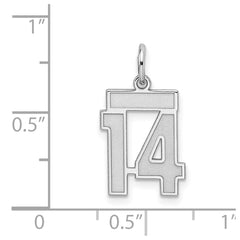 Sterling Silver/Rhodium-plated Satin Number 14 Charm - 4