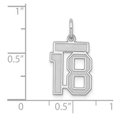 Sterling Silver/Rhodium-plated Satin Number 18 Charm - 4