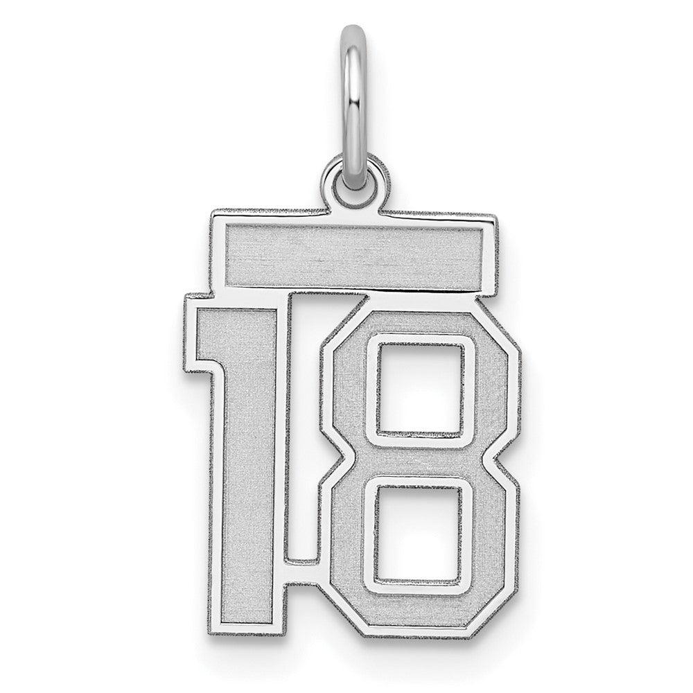 Sterling Silver/Rhodium-plated Satin Number 18 Charm - 4