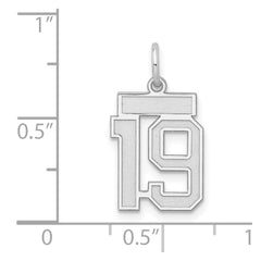 Sterling Silver/Rhodium-plated Satin Number 19 Charm - 4