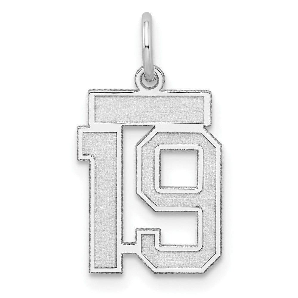 Sterling Silver/Rhodium-plated Satin Number 19 Charm - 4